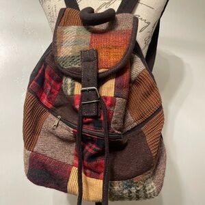 Patchwork Backpack with Buckle Closure